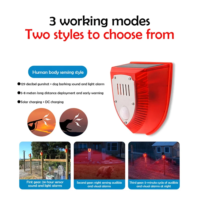 

A84X-Alarm Animal Repellent Anti Wild Boar Drive Professional Alarm Anti-Theft Flashing Remote Control Siren Sensor Alarm