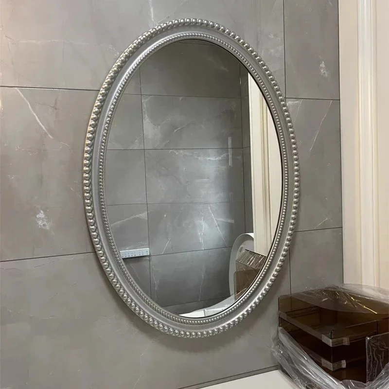 

French smart bathroom mirror wall-mounted toilet retro oval makeup wall-mounted vanity mirror