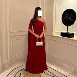 Msikoods Burgundy Prom Dresses Draped Sleeves Arabic Soudi Evening Dress Formal Occasion Gown Party Dress Vestidos De Fiesta