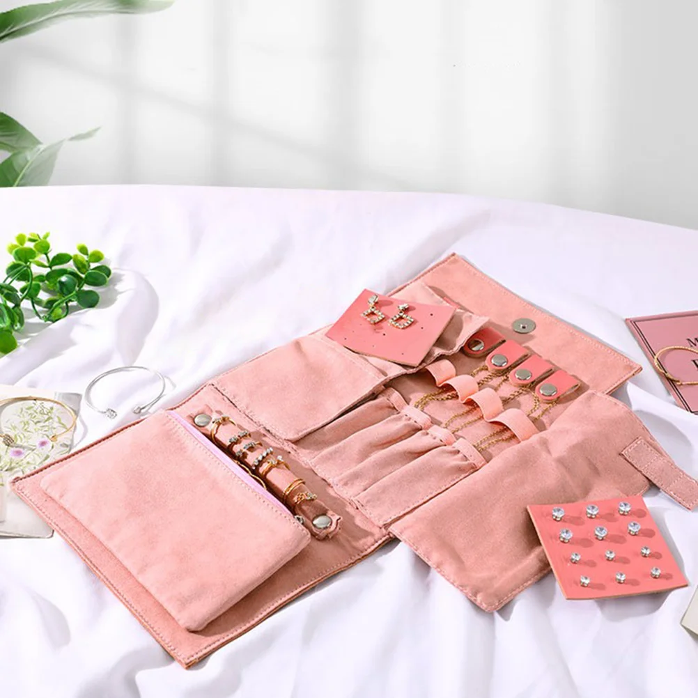 

Travel Jewelry Storage Roll Bag Foldable Organizer Portable Lightweight Case Multifunction Jewelry Holder for Necklaces Rings