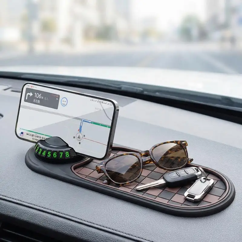 2 in 1 Car Dashboard Anti-Slip Mat with 360° Rotation Phone Holder Non-Slip Adhesive Car Phone Mount