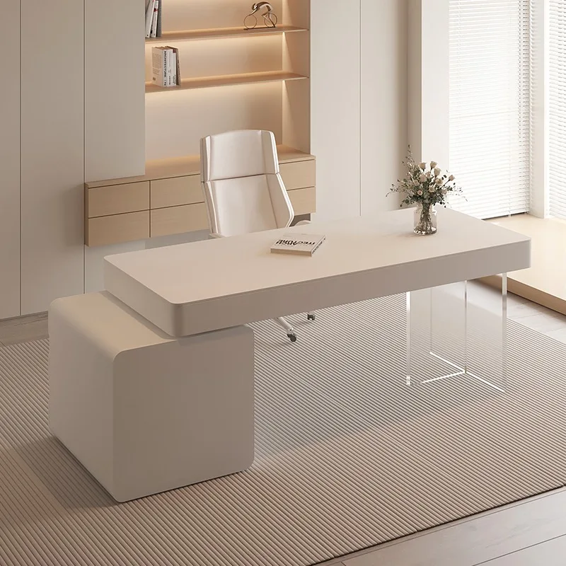 

Cream wind desk Minimalist household boss writing desk Beauty salon Medical beauty consultation table with drawer Computer desk