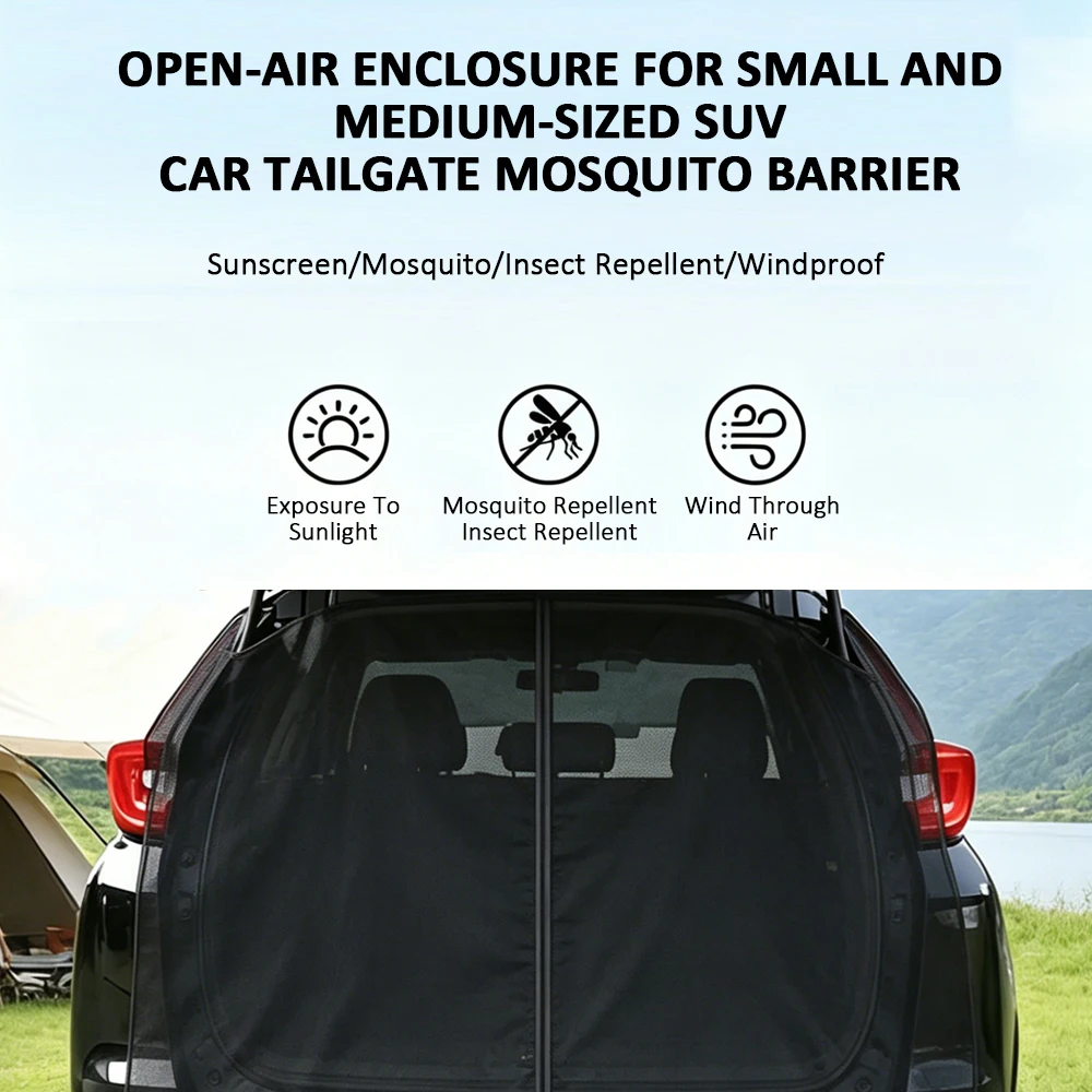 Magnetic Car Trunk Mosquito Screen Car Sunshade Curtain For Summer Mosquito Protection Ventilation  Small To Mid Sized SUVs