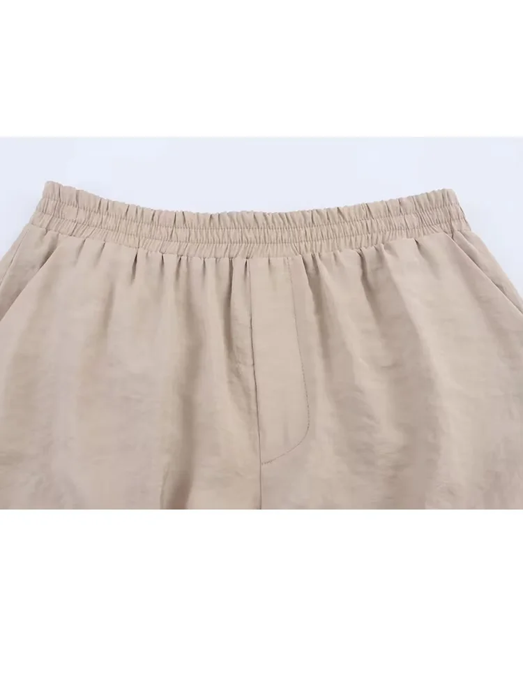 HH-pantalones cortos holgados de verano para mujer, traje de un solo pecho con cuello en V, camisas de manga corta con bolsillos + Mini pantalones cortos con cintura elástica