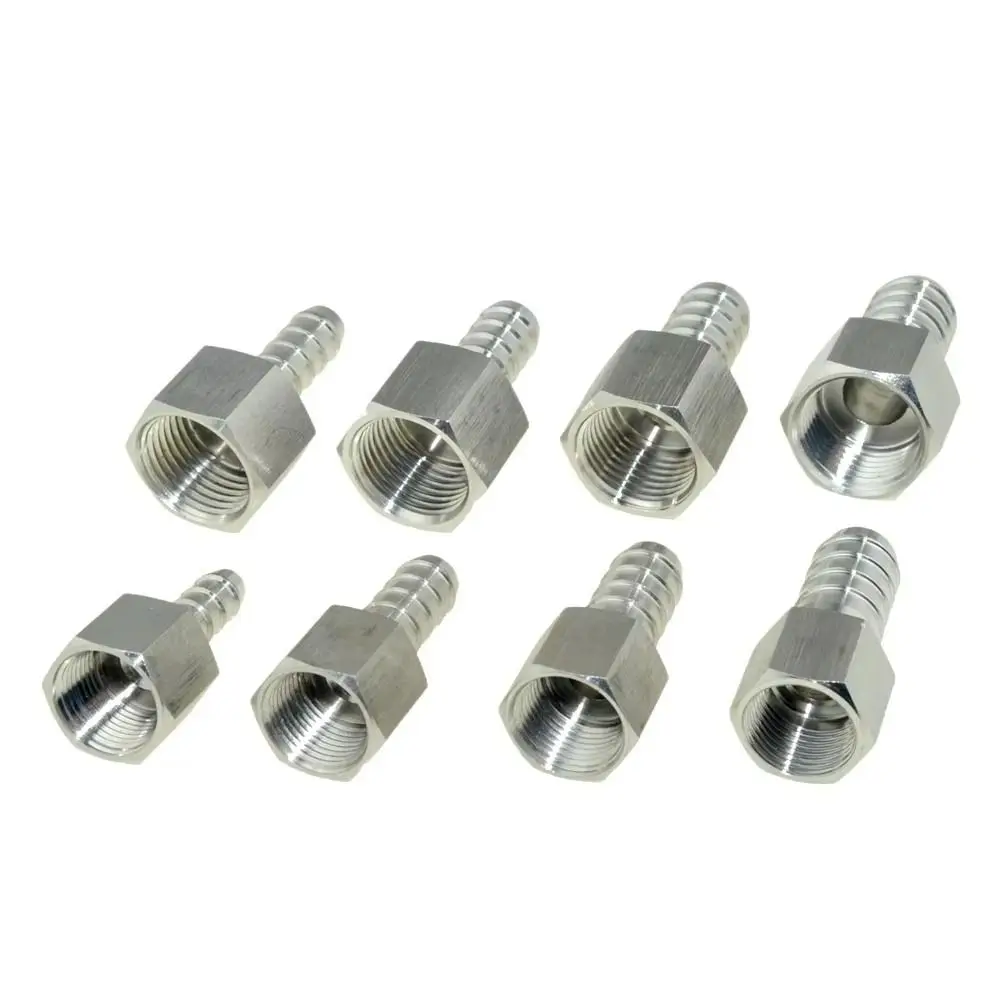 1Pcs 304 Stainless Steel Hose Barb Connector Straight Design Silver Tone BSP Female Thread Connector 6-19mm Barb Sizes