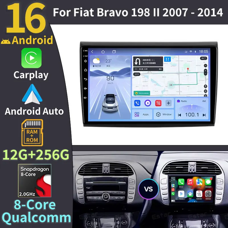 

Android 16 для Fiat Bravo 198 2 II 2007-2014, Bluetooth, Carplay, экран, стерео, автомобильная магнитола, 4G, GPS, мультимедиа, навигация, беспроводное подключение