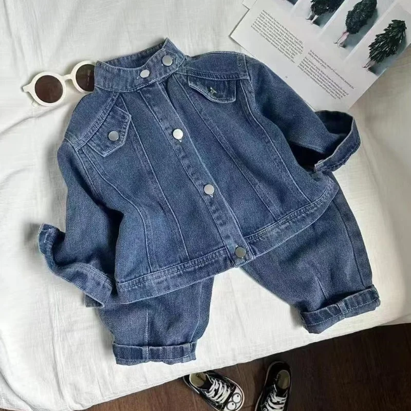 

Spring Autumn Boy Clothing Set New Children Denim Jacket +pants 2 Pcs Set Kids jeans Suit for Children Korean Clothes Suit