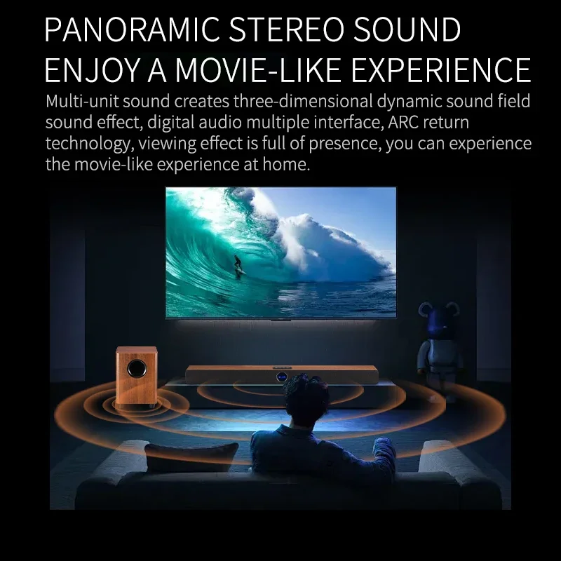 2026 5.1 Channel Home Theater Sound Bar With Subwoofer, Support Coaxial, ARC, AUX, USB, Karaoke Function BT TV Speaker System