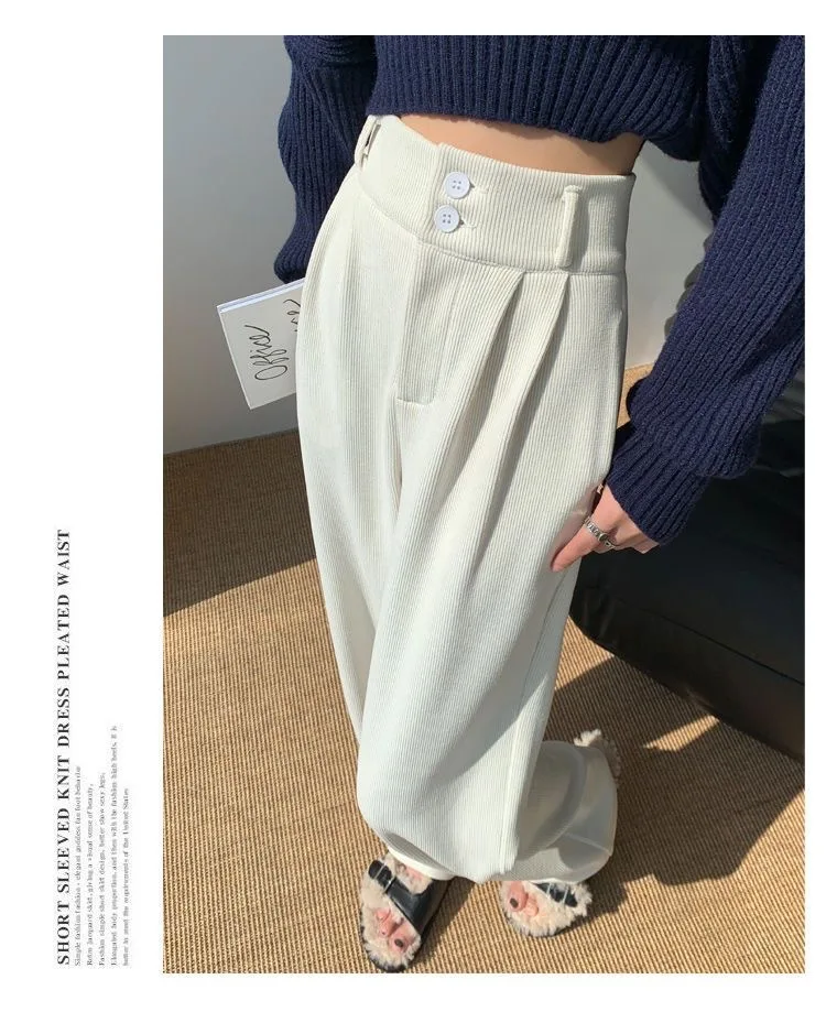 FL Women's Female Classic Korean High Waist Sweatpants Women Slim Fit Comfortable Trousers Girls Straight Leg Thin Casual Pants