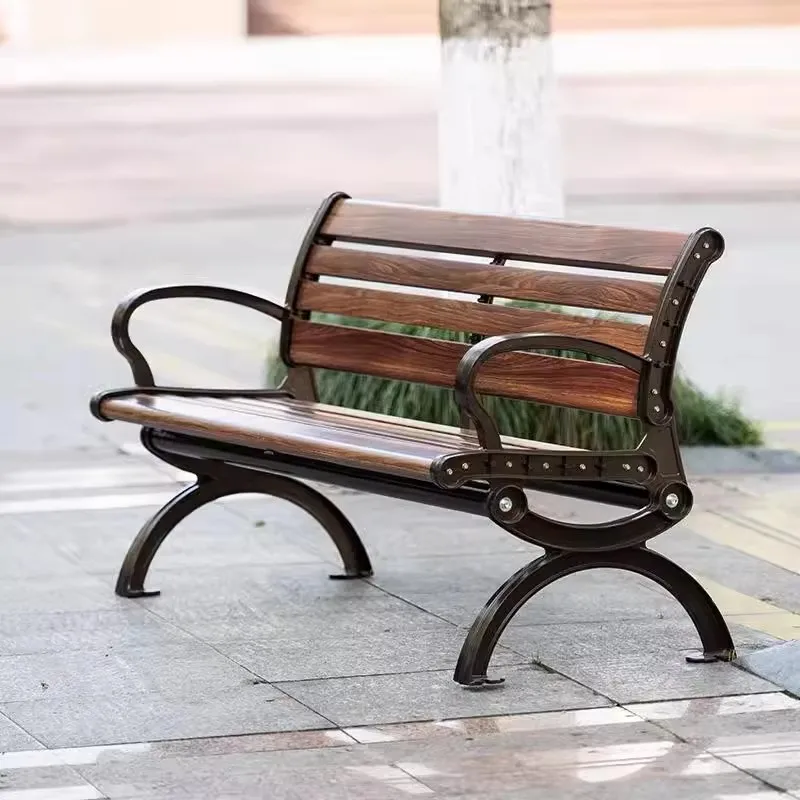 Park chair outdoor bench cast aluminum bench anti-corrosion plastic wood leisure street back seat outdoor