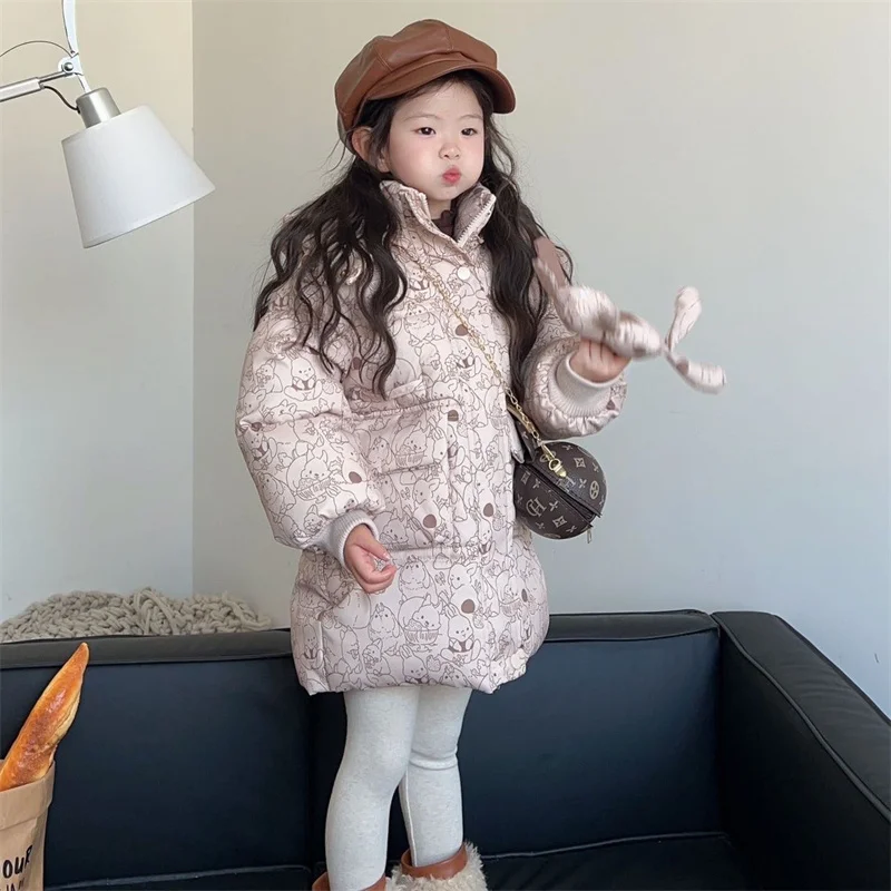 

Girls Down Coat Overcoat Jacket Windbreak Outerwear 2024 Lovely Thicken Winter Warm High Quality Christmas Gift Children's Cloth