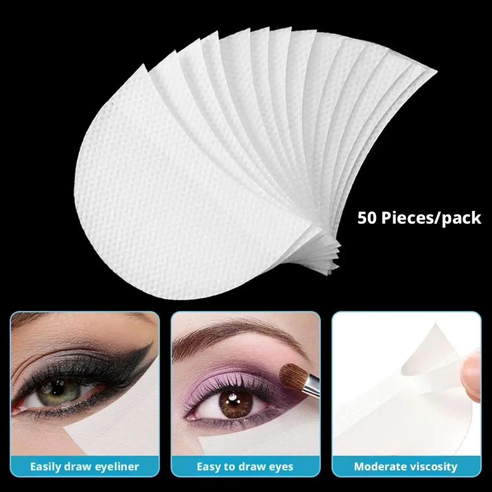 50PCS Eyeshadow Stencils Lint Free Under Eye Eyeshadow Gel Pad Sticker Eye Makeup Tools