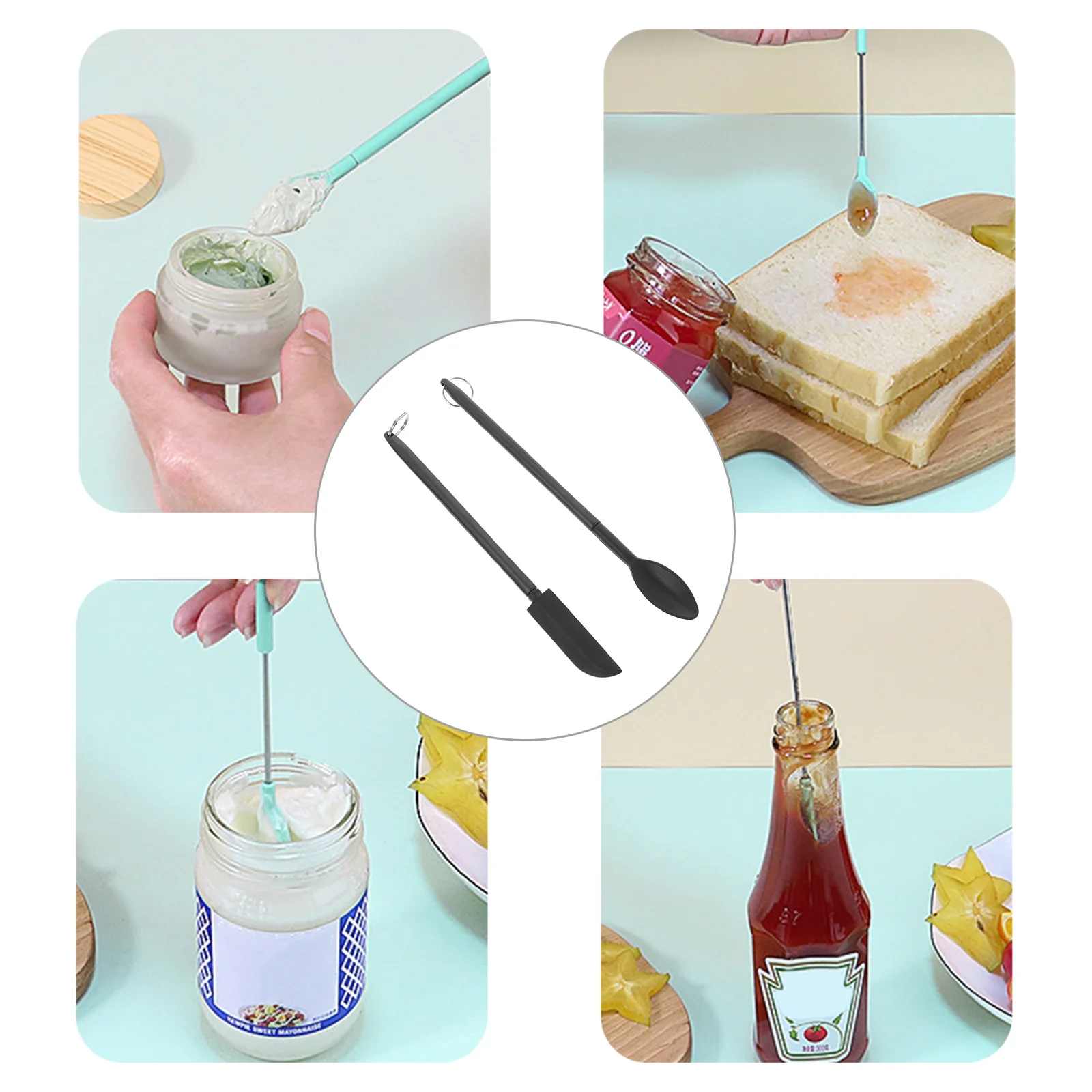 

1Set Silicone Spatula Mini Scoop for Makeup Baking Cooking Cake Cream Butter Mixing Portable Lightweight Kitchen Jar Tool