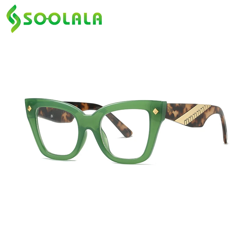 

SOOLALA Cat Eye Anti Blue Light Reading Glasses Women Ladies Frame Transparent Clear Lens Magnifying Farsighted Reader Glasses