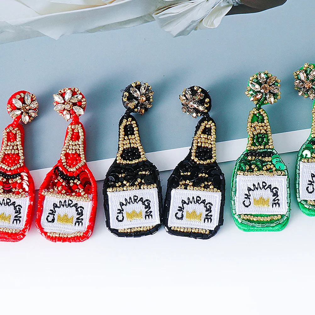 

1 Pair Vintage Wine Bottle Earrings Beads Sequins Dangle Drop Earrings Charming Women's Jewelry Gift for Birthday Anniversary