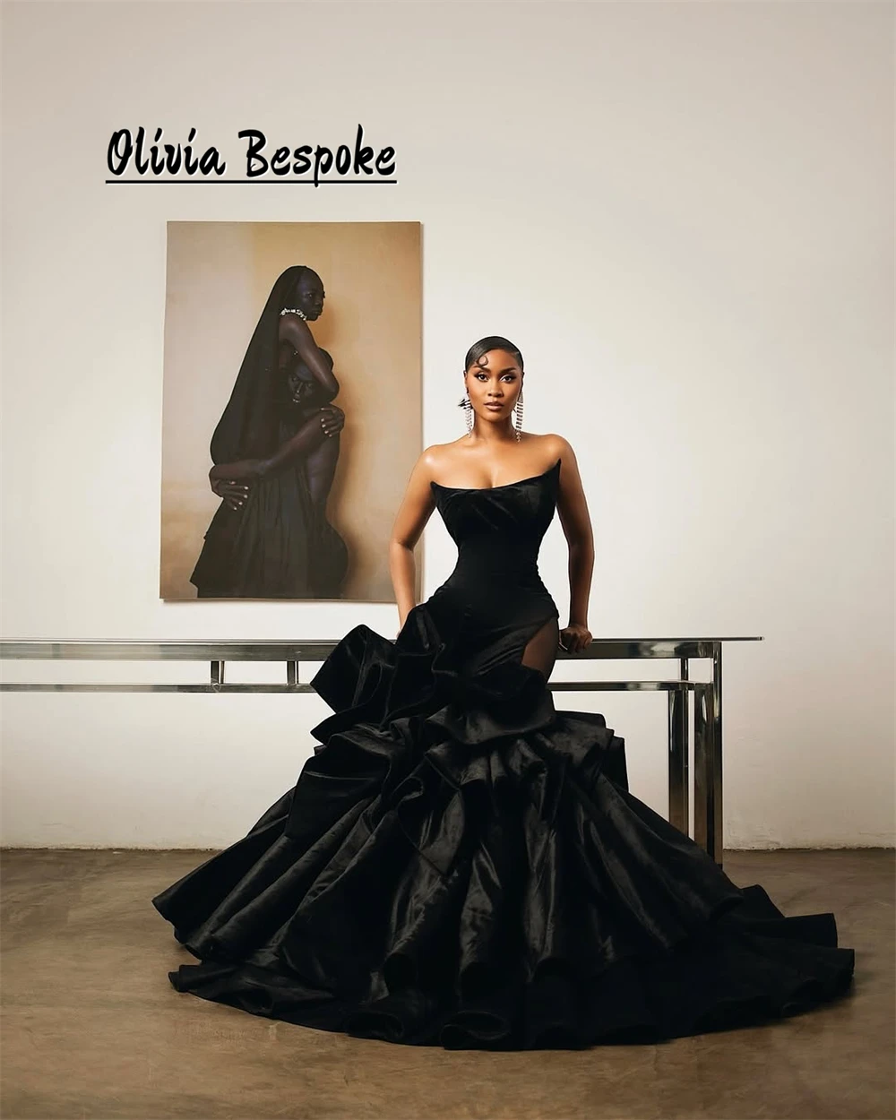 

Divine Black Velvet Aso Ebi Evening Dresses 2025 Mermaid African Strapless Engagement Gowns Wedding vestido de novia Customized
