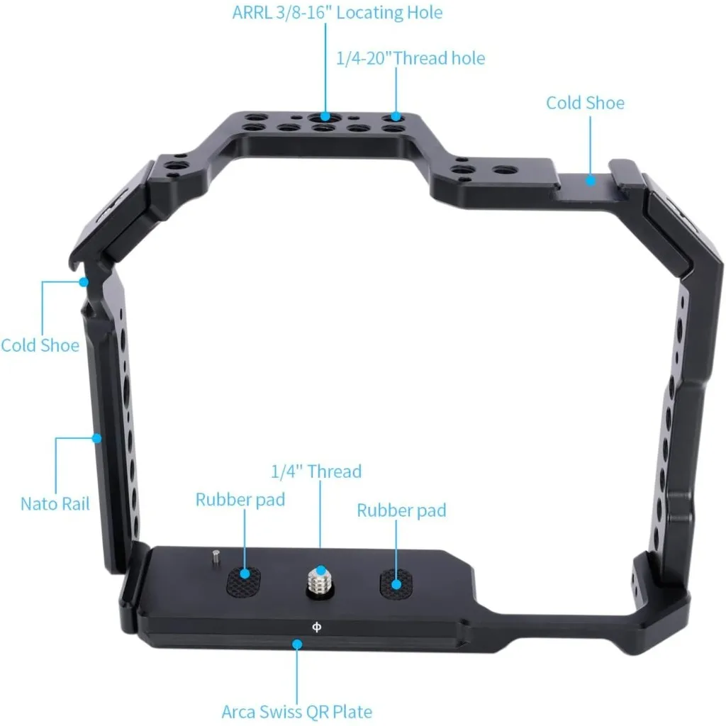 قفص كاميرا لكاميرات Canon EOS 6D 6DII Mark II مع لوحة تحرير سريعة للأحذية الباردة من الناتو للسكك الحديدية للوحة Arca-Swiss