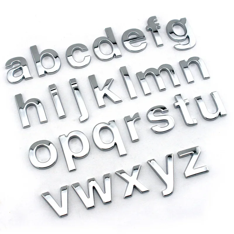 Small Size Lowercase Separate 26 Letters Alphabet Chrome Metal DIY Car Styling Refitting Emblem Sticker Advert Website Address