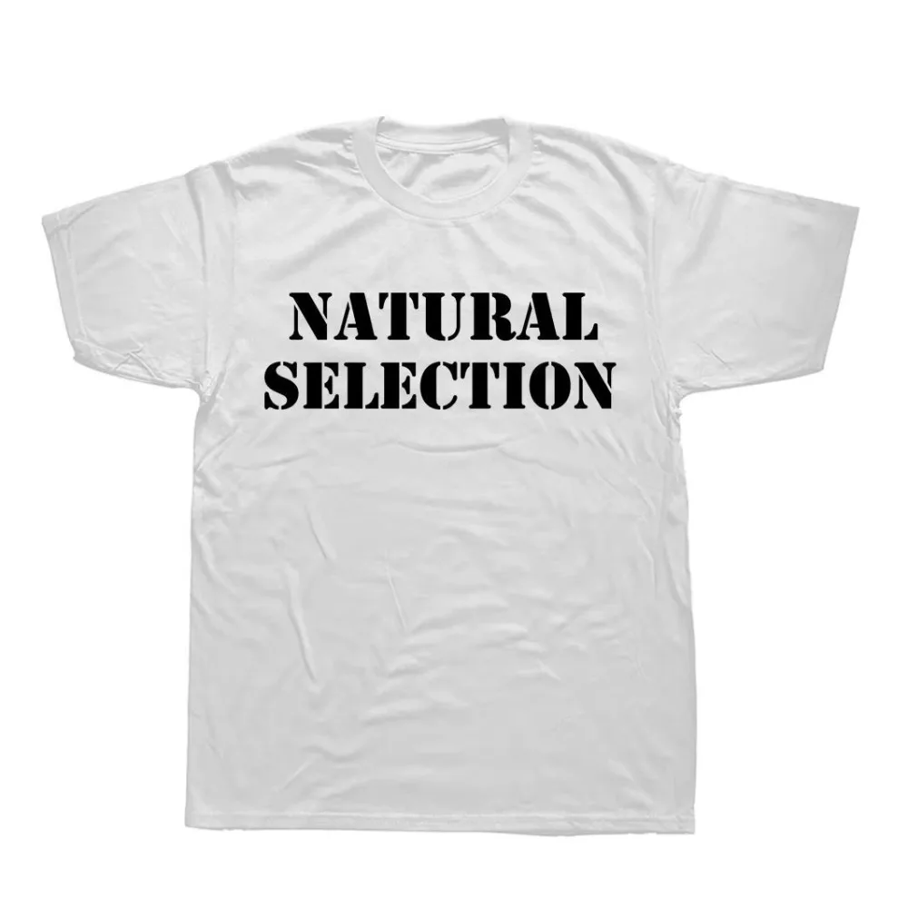 Minimal Natural Selection Text Graphic T-shirt Men Women Cotton Retro Letter Loose Fit Daily Streetwear Short Sleeve Tees Tops
