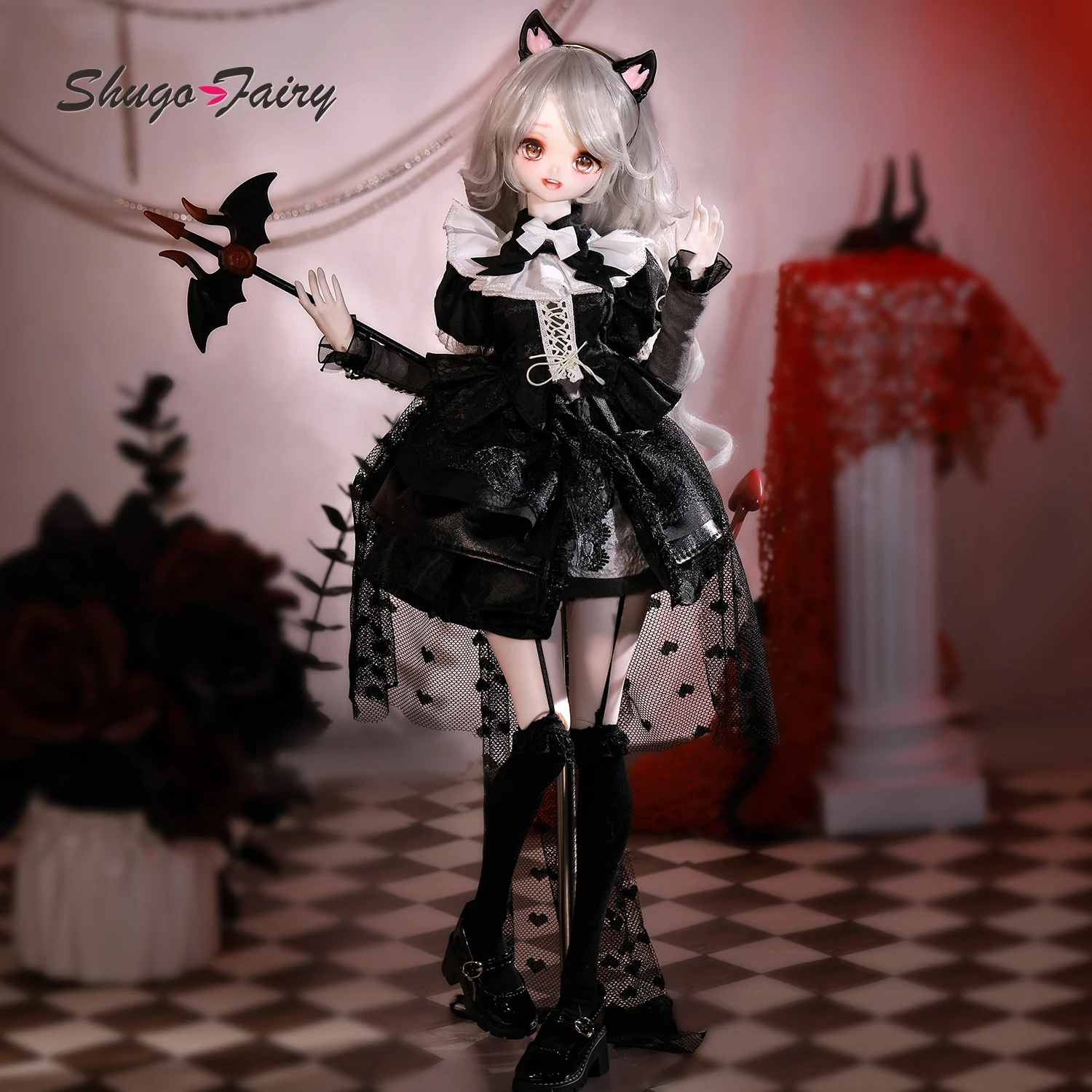 ShugaFairy Bree A 1/4 BJD FullSet Anime-Style Head Demon Horn Cat Female Magnetic Tail  Ears Ball-Jointed Doll Gift Figure view 5