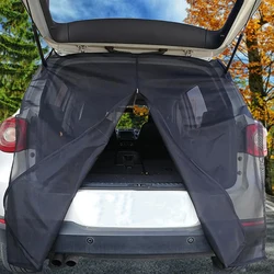 Car SUV Trunk Tailgate Mosquito Net Tailgate Sunshade Screen Net Insect-proof UV-proof Magnetic Curtains With Two-way Zipper