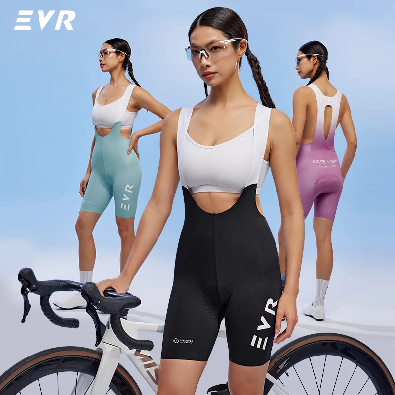 Pantalones Cortos de Ciclismo EVR Pro para Mujer, Diseño de una Pieza, Absorbentes de Humedad, Transpirables, de Secado Rápido, para Ciclismo de Carretera