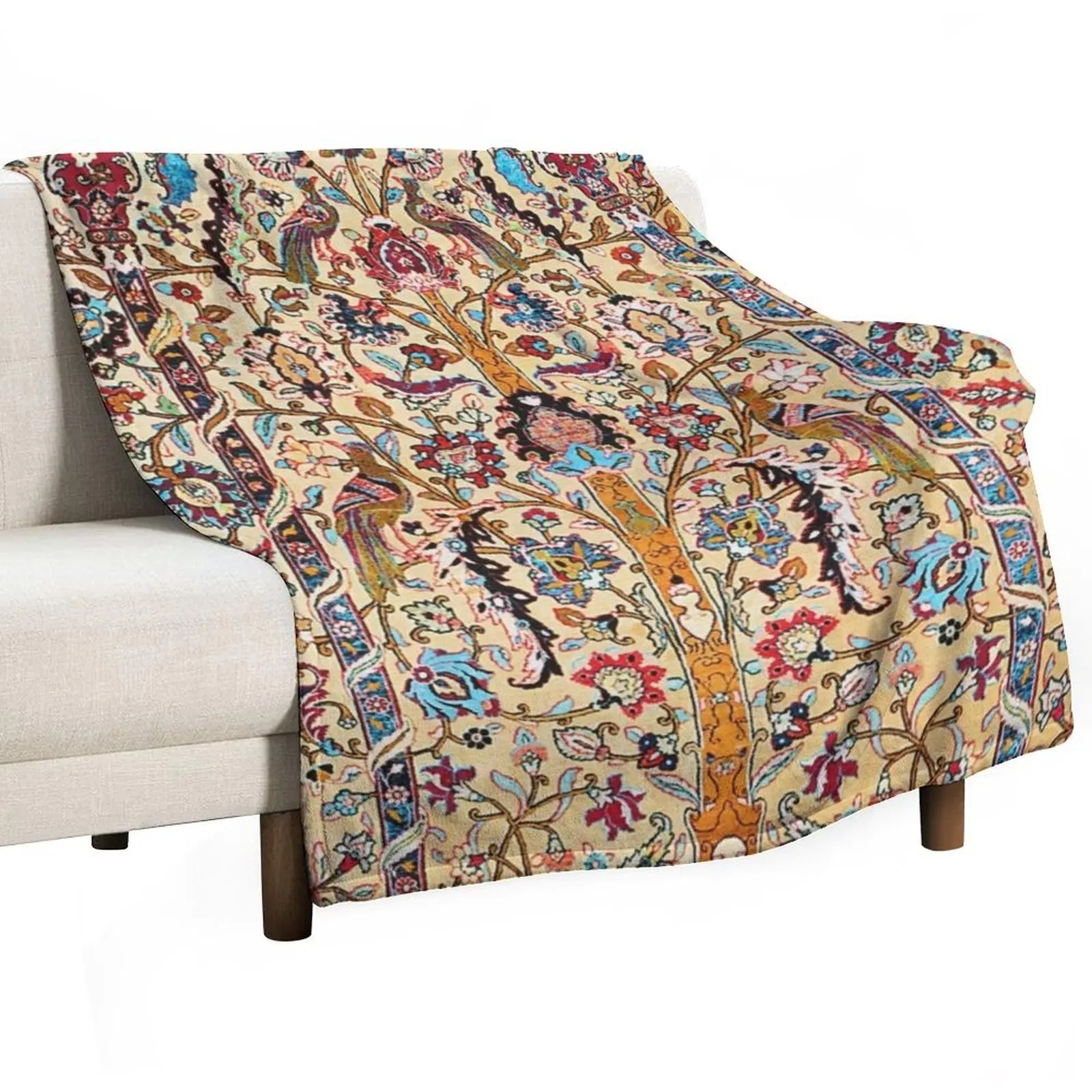 

Tehran Antique Silk Persian Carpet Print Throw Blanket Single Blankets For Sofas Decoratives Flannel Blankets