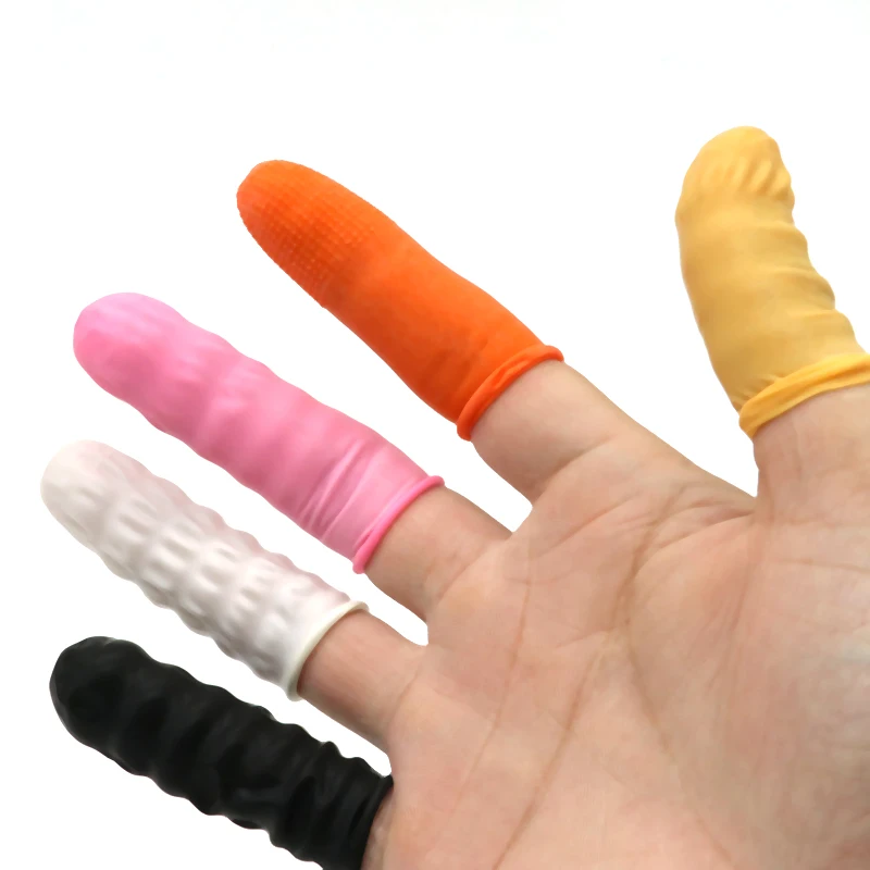 قفازات واقية بطرف الإصبع للاستعمال مرة واحدة ، مطاط طبيعي ، مانع للانزلاق ، مضاد للساكنة ، سرير إصبع من اللاتكس ، أدوات تنظيف ، 50-100