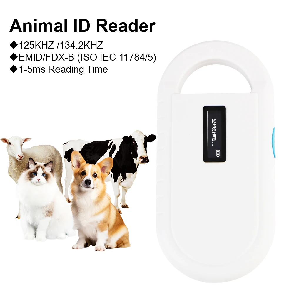 Pet Chip RFID Scanner Digital LCD Display For ISO IEC 11784/5 FDX-B/EMID Animal ID Reader 125KHZ / 134.2KHZ Intelligent