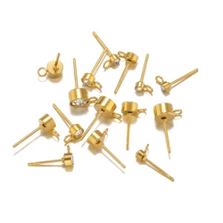 20Pcs Stainless Steel 3 4 5 6mm Zircon Stud Earrings Post with Hook for DIY Earrings Making Jewelry Wholesale Findings Supplies