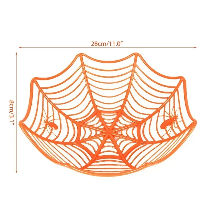 2026 Halloween Cuenco de Telaraña Negra, Plato para Frutas, Cesta para Dulces y Galletas, para Truco o Trato, Suministros de Decoración para Fiestas de Halloween, Regalo para Niños