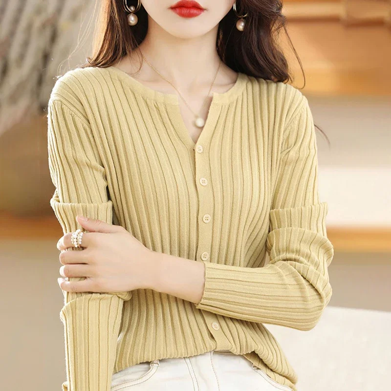 Women Cardigan Fashion Solid Colour Fashion Versatile Autumn Winter Breathable Sweater