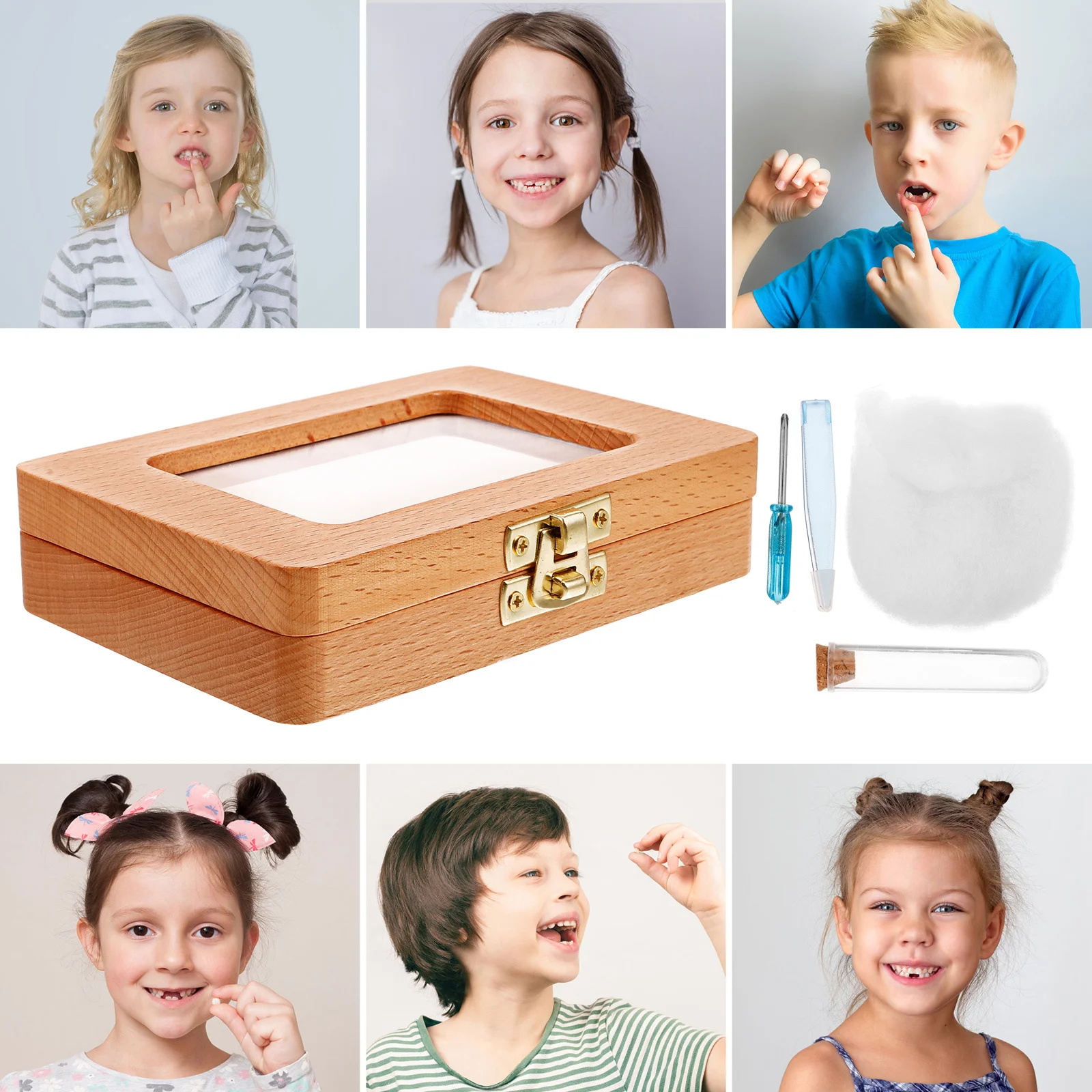 Caja de almacenamiento para primeros dientes de bebé, estuche de madera para dientes de recién nacido, organizador de recuerdos infantil, caja organizadora de recuerdos para bebé