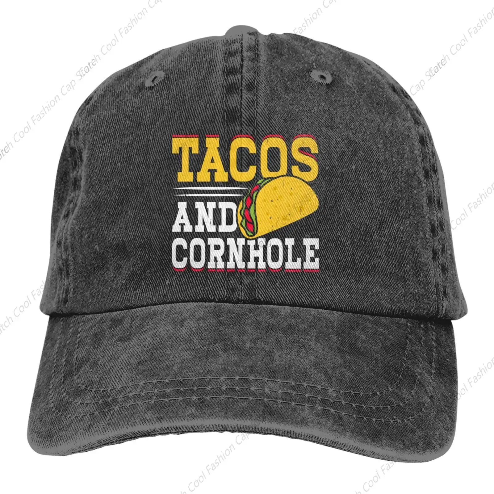 

Бейсболка Tacos и Cornhole для мужчин и женщин, винтажная Кепка-тракер из денима и Потертого хлопка, модная регулируемая спортивная унисекс