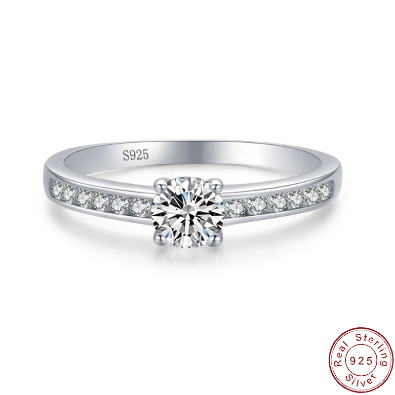 

Sparkling European Simple Round AAA CZ S925 Sterling Silver Finger Ring For Women Birthday Wedding Jewelry