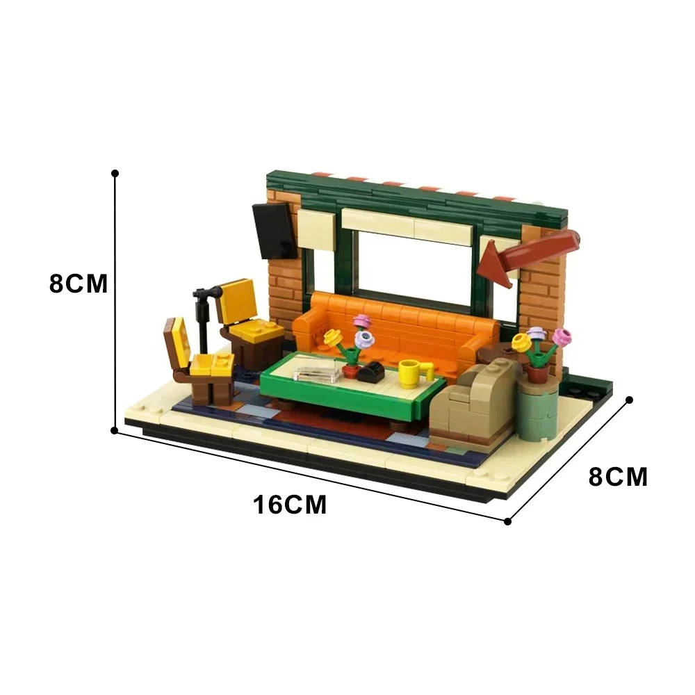 Gobricks MOC Friends - mniejszy wyświetlacz Widok ulicy miasta Kreatywne pomysły Kino Klocki do budowy Architektura Zestaw klocków Zabawka