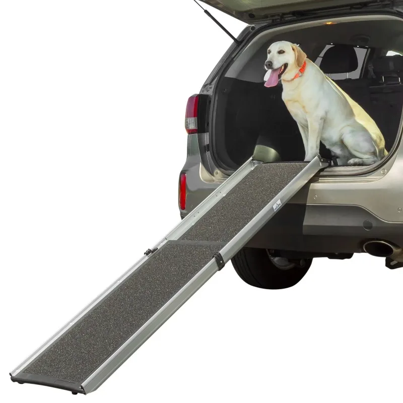 6-Foot retractable pet ramp foldable dog stairs car boot ramp pet non-slip entry aids up to 90 kg
