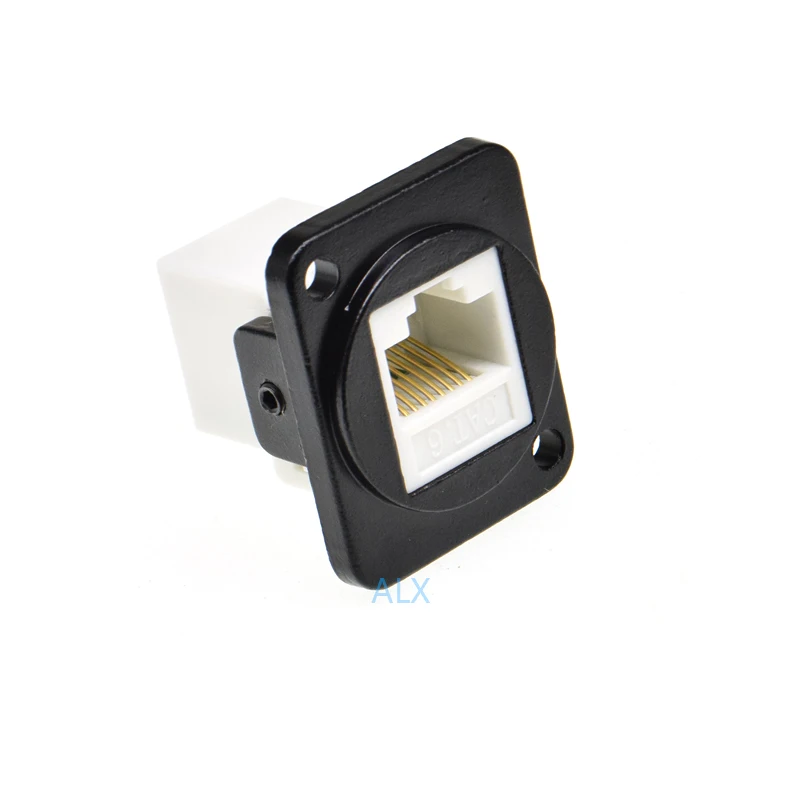 1pcs Simple Rj45 Network Connector Metal Panel Socket D Type Mounting Cat5e Cat6 Aviation Waterproof Through Socket