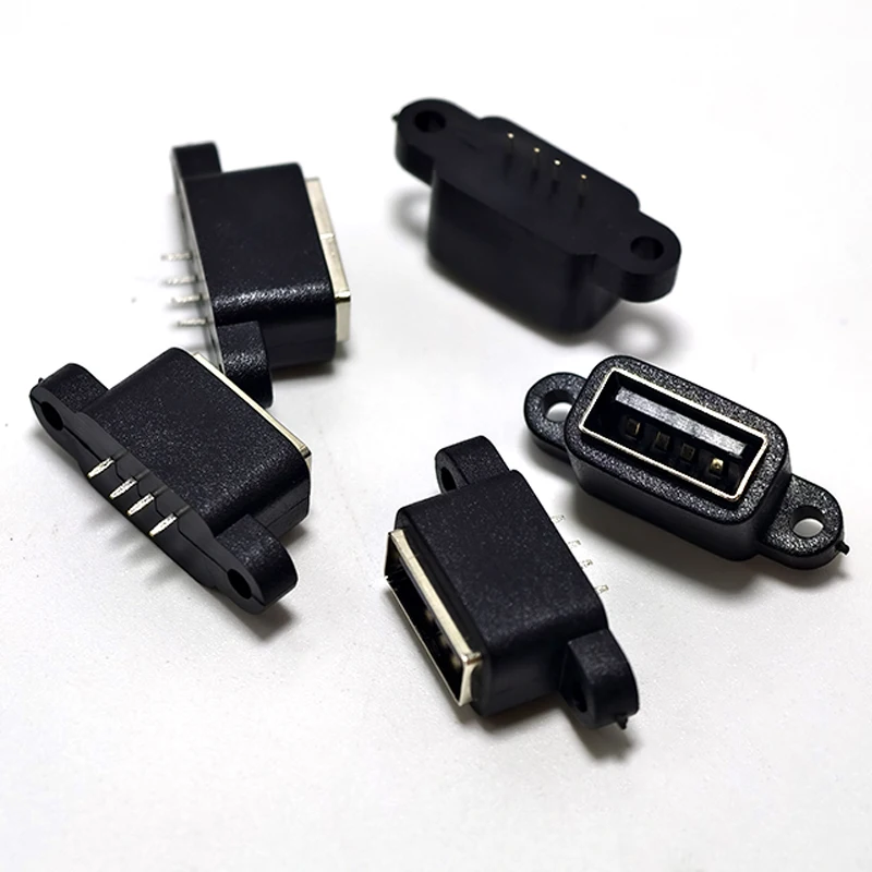 5/10PCS TYPE C 4Pin Waterproof Female USB C Socket Port With Screw Hole Fast Charge Charging Interface 180 Degree USB Connector