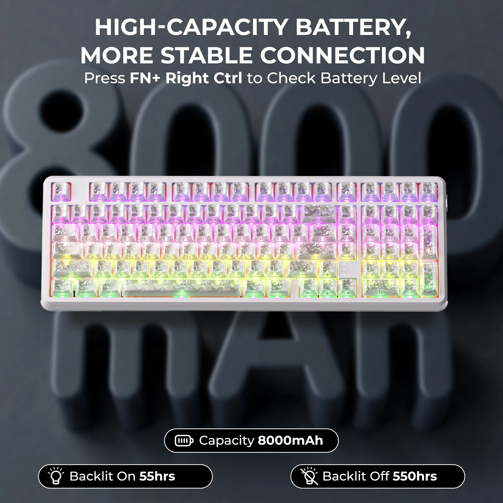 XVX M98 Forged Carbon Clear 96% Layout with Full Number Pad Mechanical Keyboard Tri-Mode Wireless Hot-Swappable PCB Gasket
