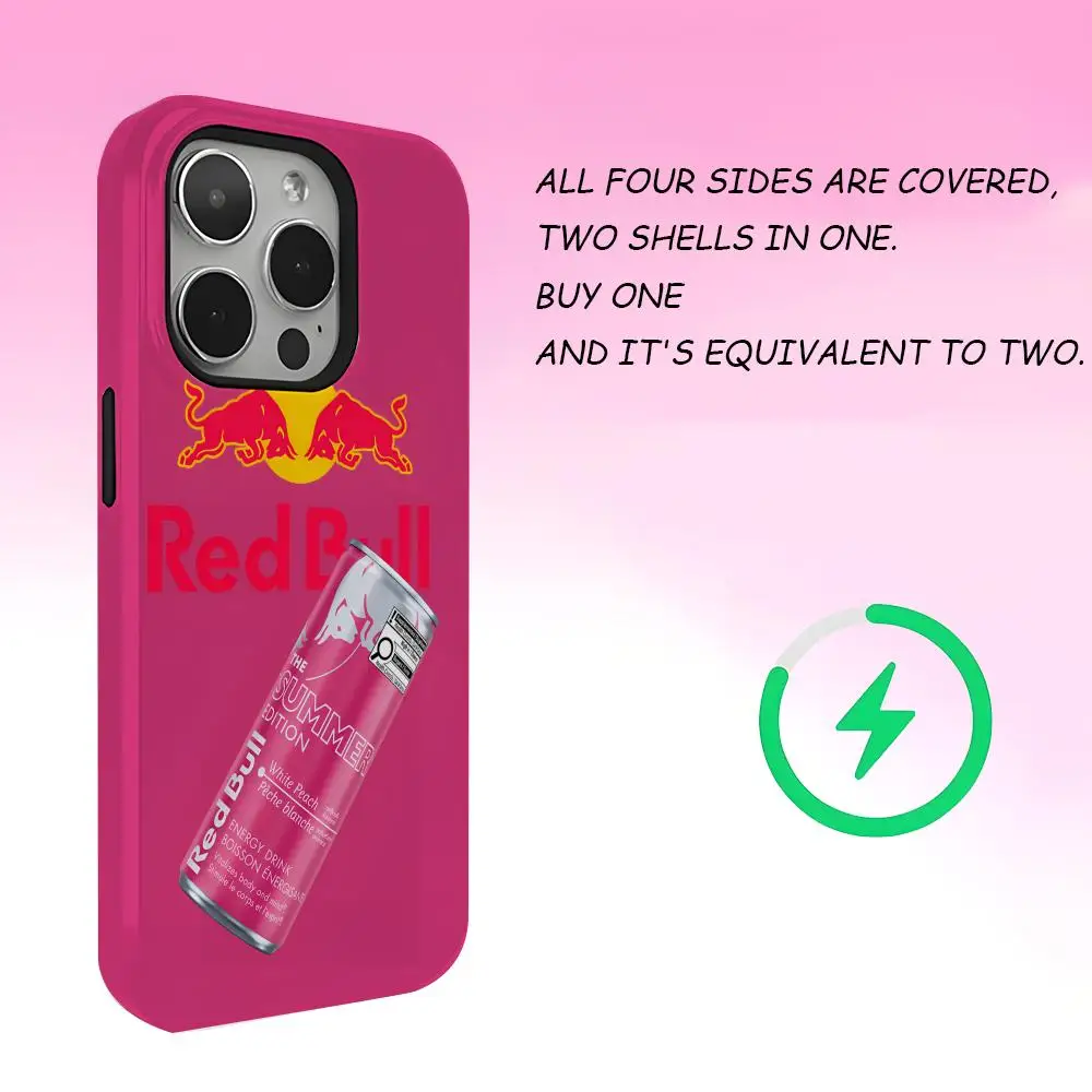 لوحة ماوس Red Bull-L للطاقة الإلكترونية لهاتف IPhone 16 15 14 13 12 11 Pro Max Plus غطاء خلفي مغناطيسي فاخر بطبقة مزدوجة