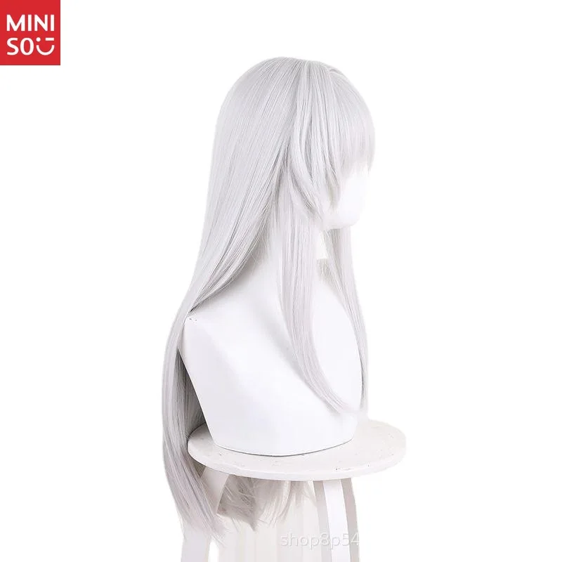  Honkai Star Rail Clara Peruca Cosplay, cabelo longo prateado branco liso para aparência de menina mecânica