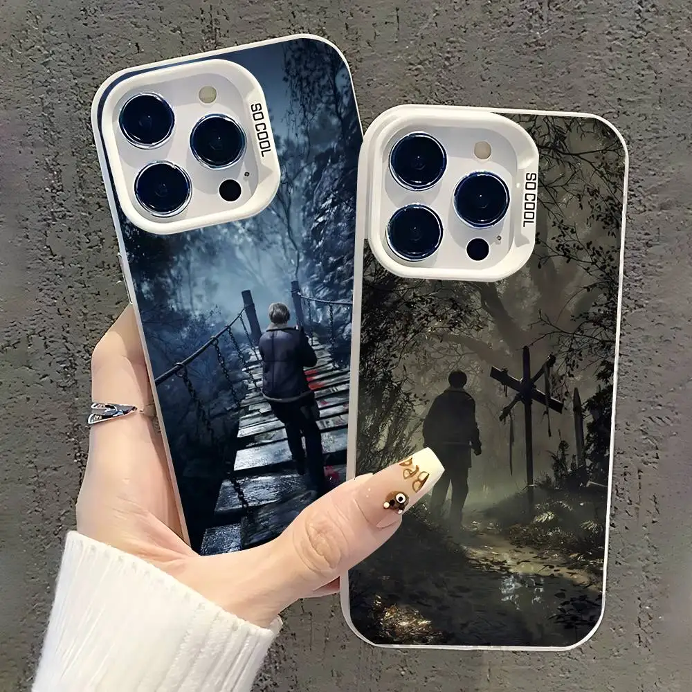

Leon Resident Evil Remake Phone Case For iPhone 17,16,15,14,13,12,11,Pro,XS,Max,Plus,Mini,SE White Candy Matte Shockproof Cover