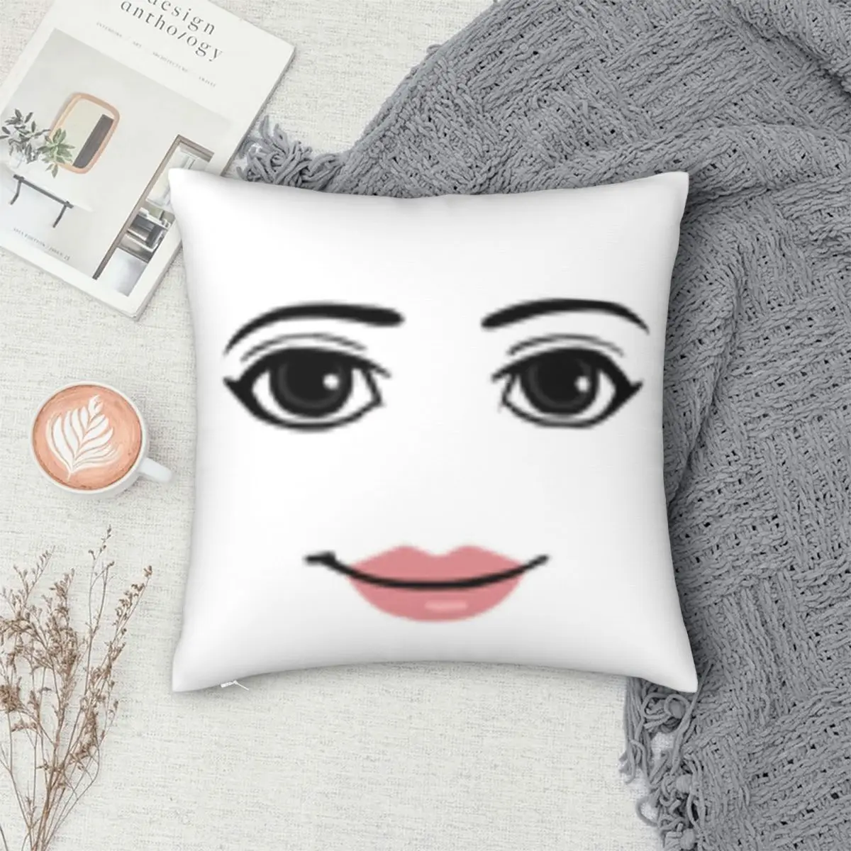 Woman Face Square Pillowcase Polyester Linen Velvet Pattern Zip Decorative Pillow Case Home Cushion Cover