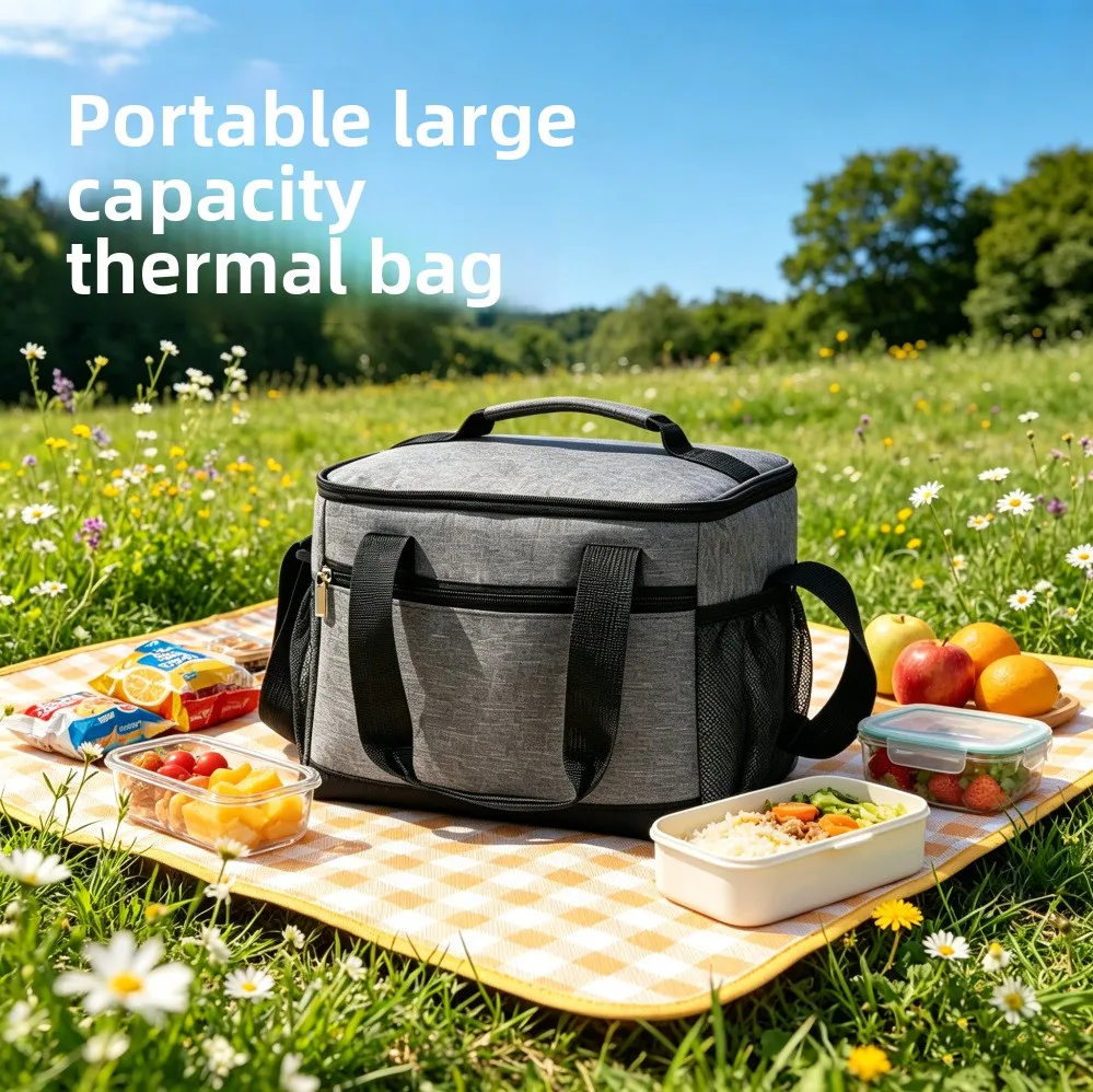 Insulated bag, outdoor handheld large capacity ice pack, in stock insulation and cold insulation, picnic lunch box, lunch bag