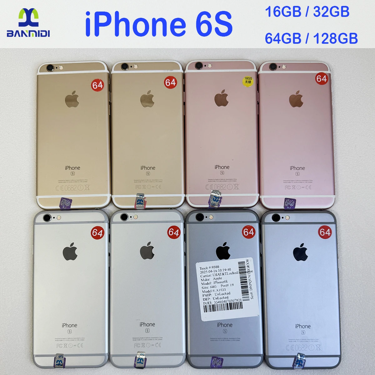 هاتف محمول 4.7 بوصة IOS Apple iPhone 6S غير مقفول 16/64/128GB ROM 2GB RAM 12MP 4G LTE هاتف محمول أصلي