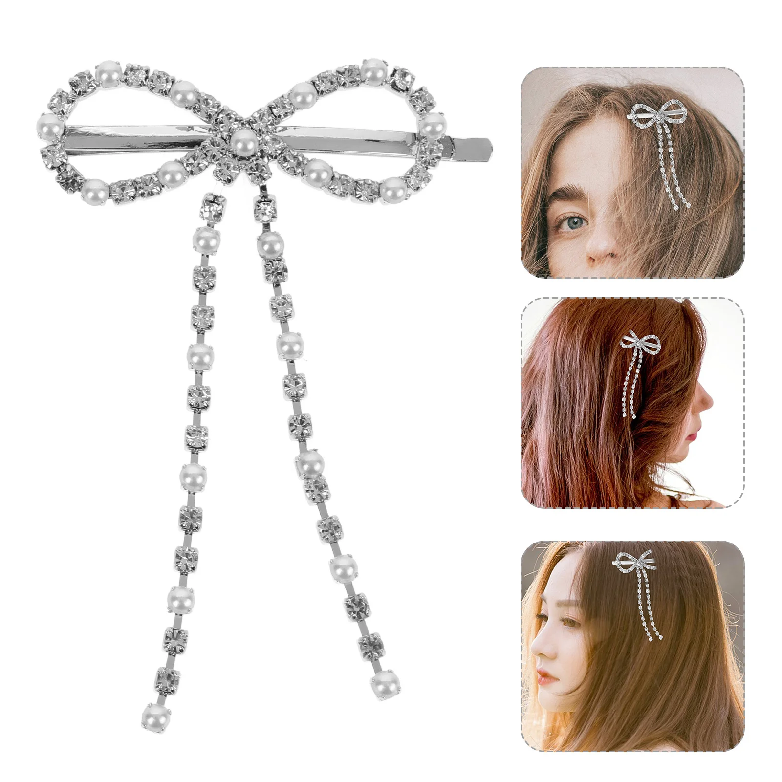 

2Pcs Elegant Bow Hair Clips for Women Rhinestone Decorated Hairpins for Thin Hair Styling Daily Party Wear Accessories