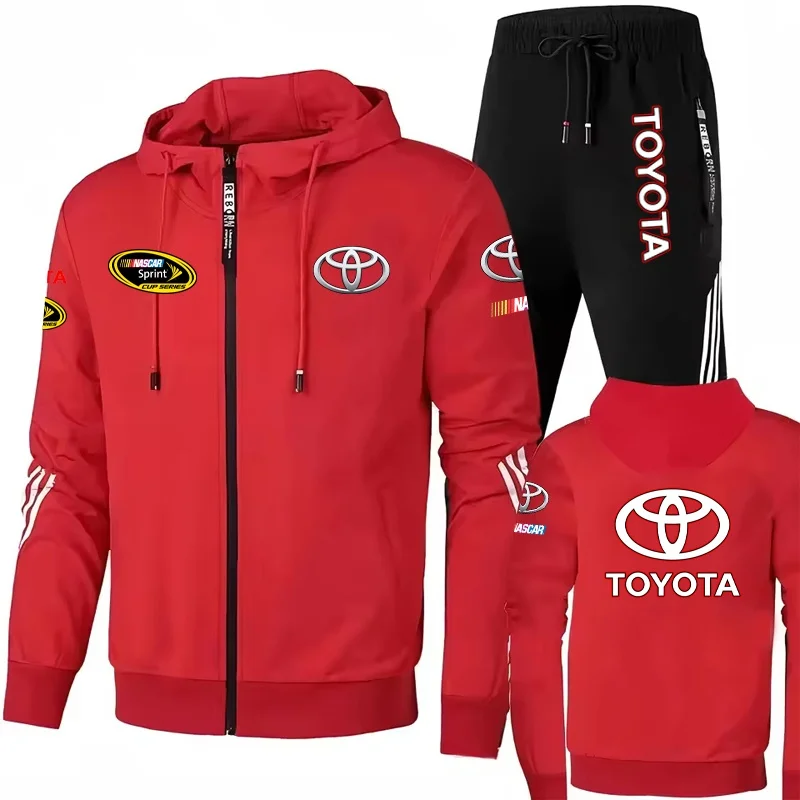 

Vintage CFS Toyota NASCAR Sprint Cup Series Hooded Sweatshirt Set Racing Enthusiast Top Large Men's Cycling Sweatshirt TRD