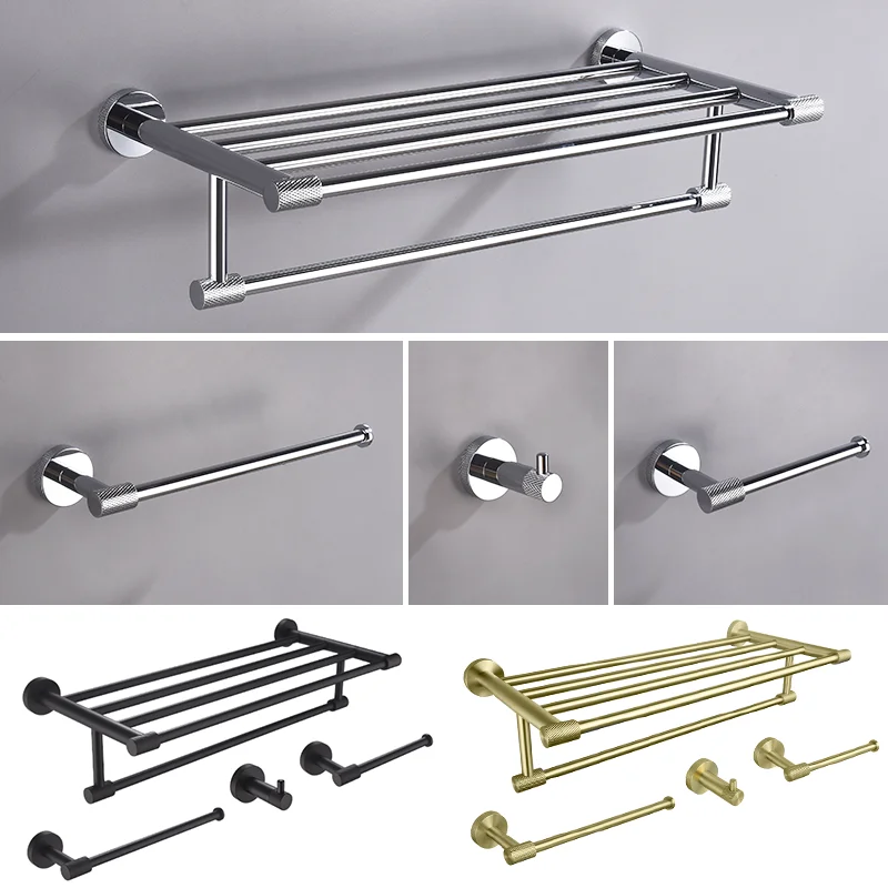 

Chrome/Black/Brushed Gold Bathroom Accessories Robe Hook Towel Ring Towel Rack Paper Holder