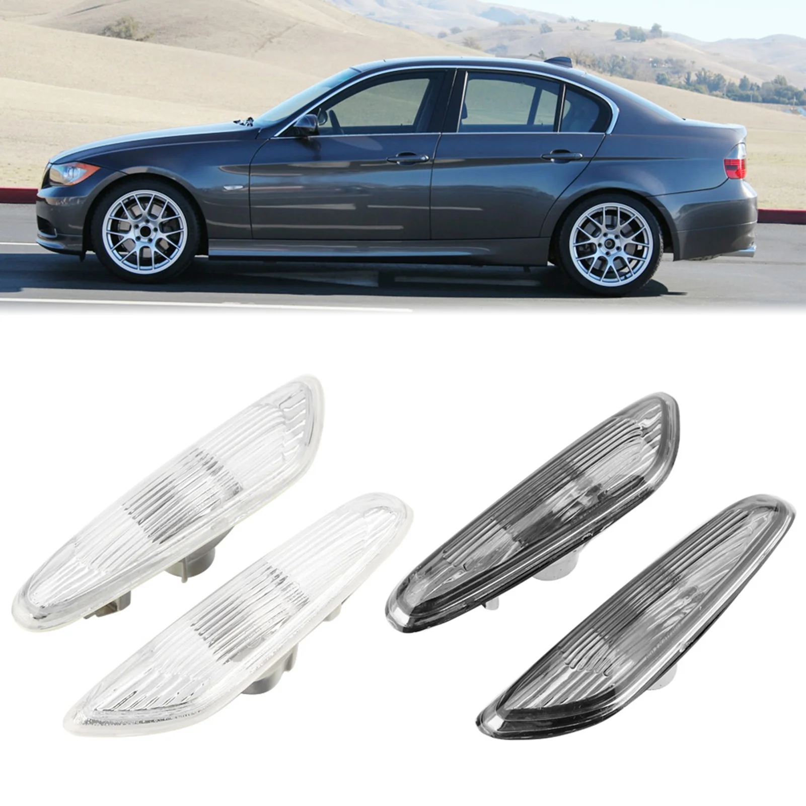 1 Pair of Side Marker Turn  Lights No Bulb Replacement for BMW  E90 E91 E92 E93 3 Series 2006-2011Turn Indicator Light